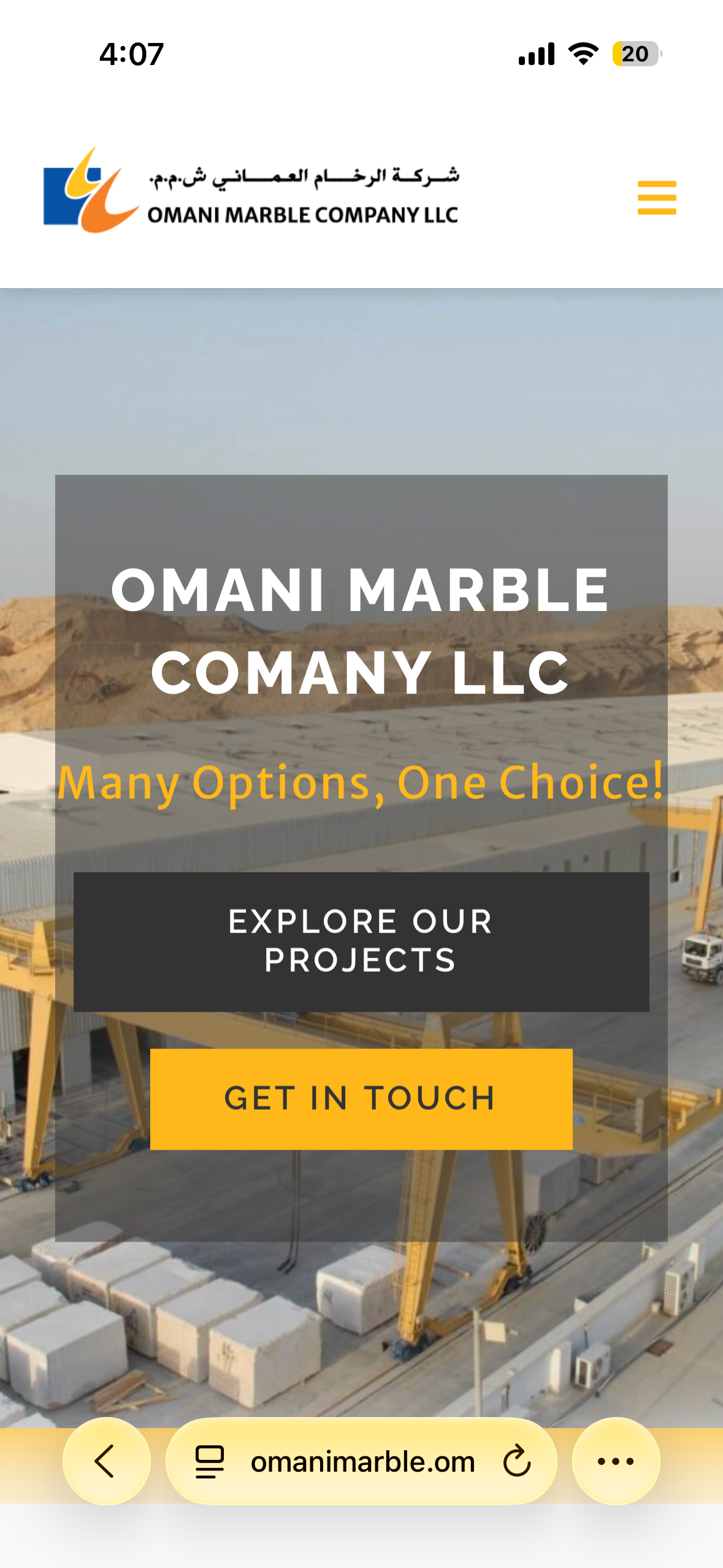 Oman Marble mobile website view