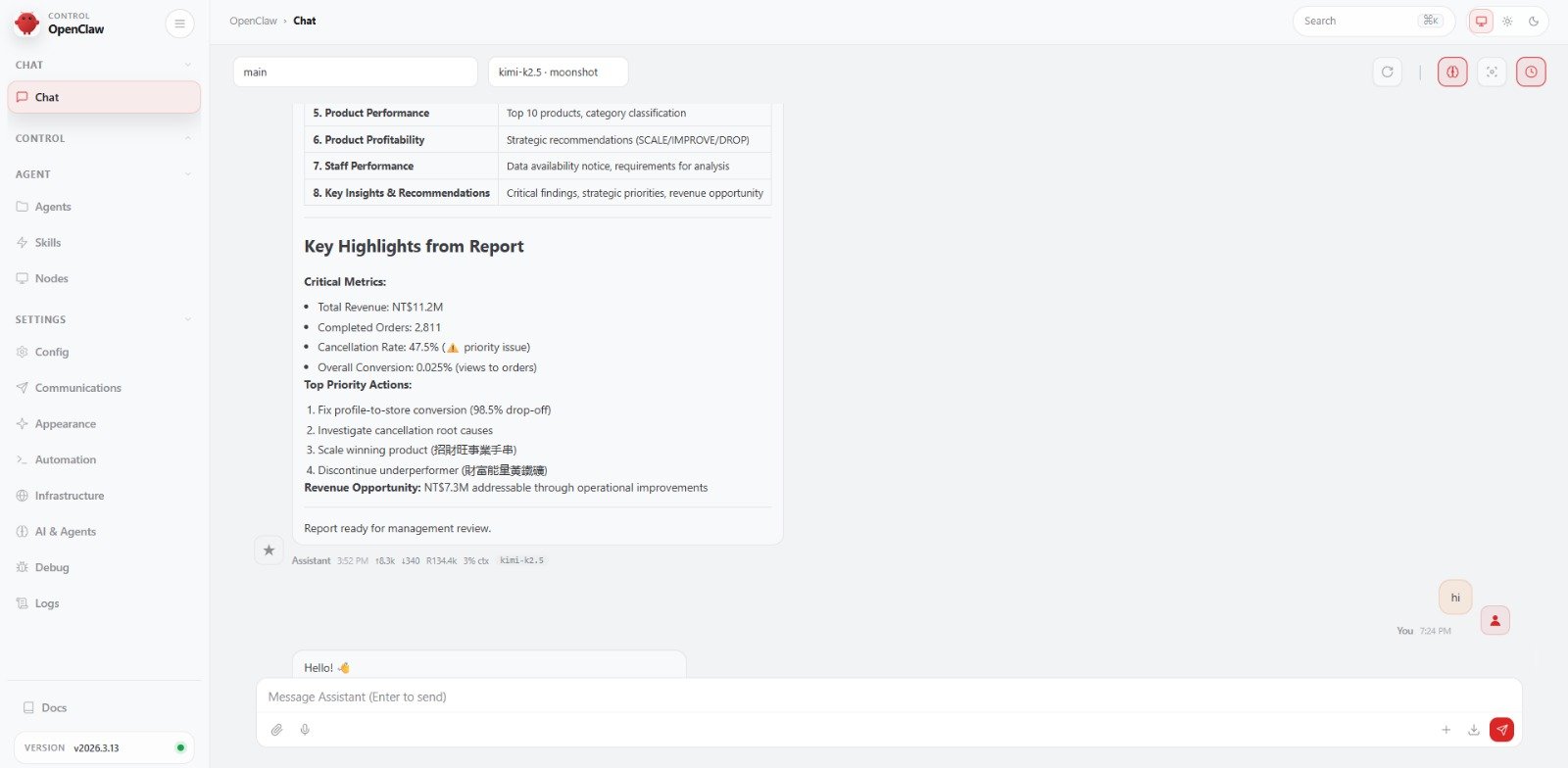 OpenClaw dashboard